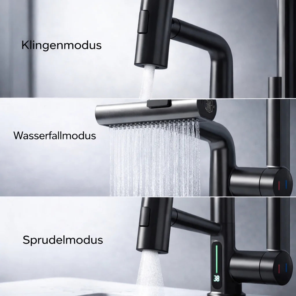 Pull-Out Kitchen Faucet – 5 Spray Modes Retractable Tap | FlexiHahn