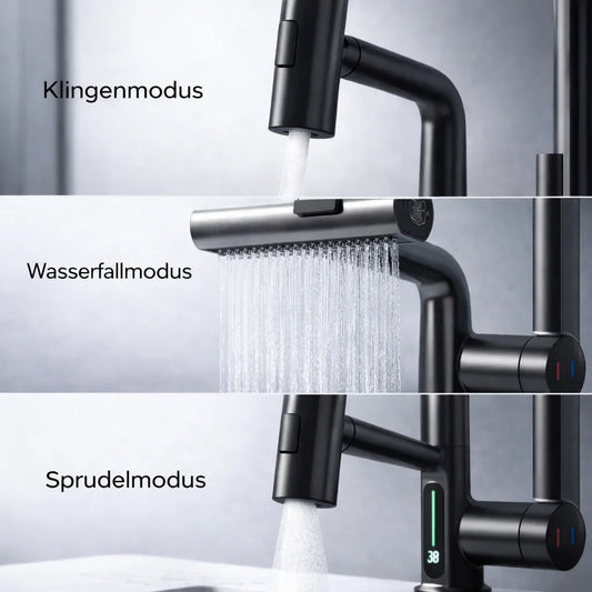 Ausziehbare Küchenarmatur – Wasserhahn mit 5 Strahlarten und ausziehbarem Schlauch | FlexiHahn
