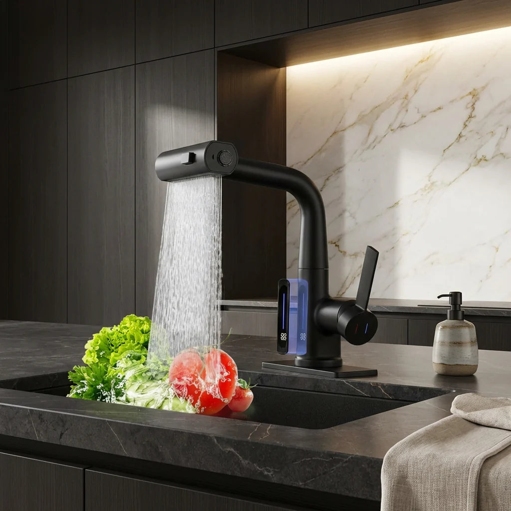 Pull-Out Kitchen Faucet – 5 Spray Modes Retractable Tap | FlexiHahn